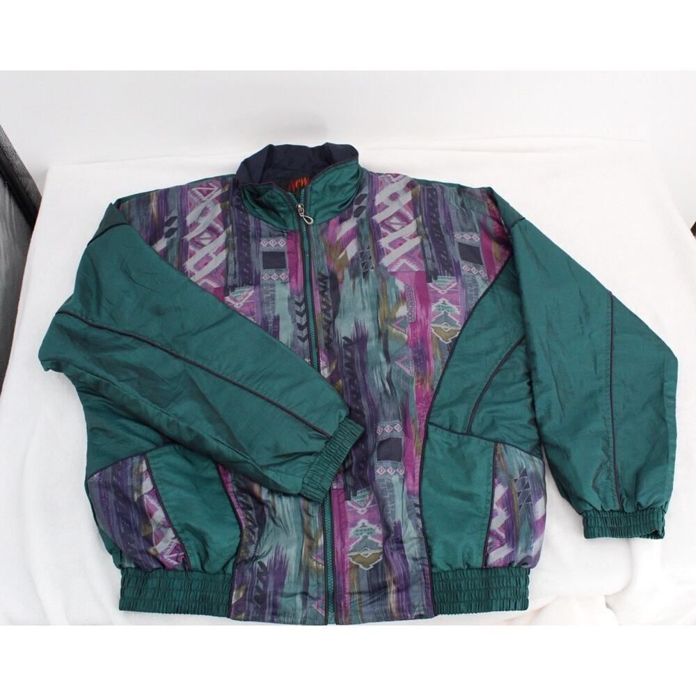 Vintage New York Classics Windbreaker Jacket Womens Large 90’s Full Zip Nylon